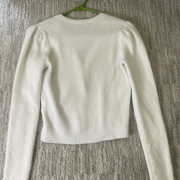 Zara fuzzy white cardigan with jewel buttons. Size small and work only once. - Picture 3 of 5